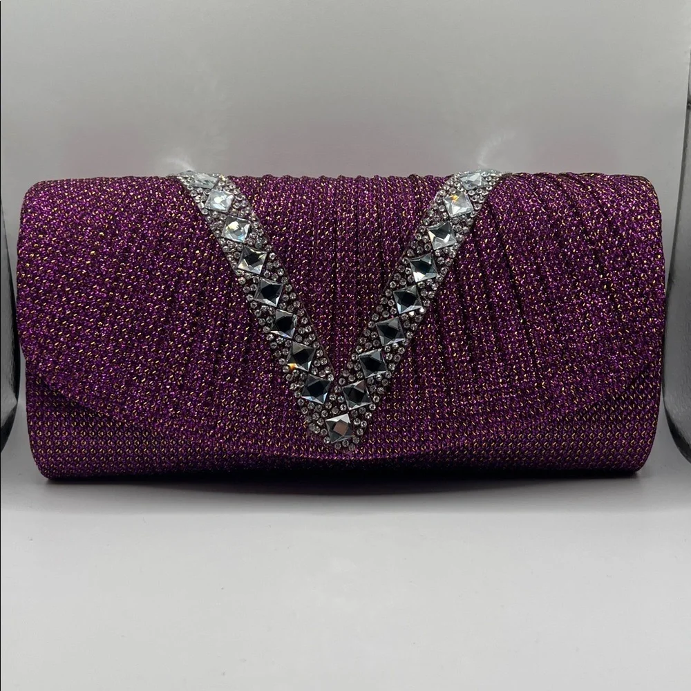 684. Elegant Purple Clutch with Silver Accents